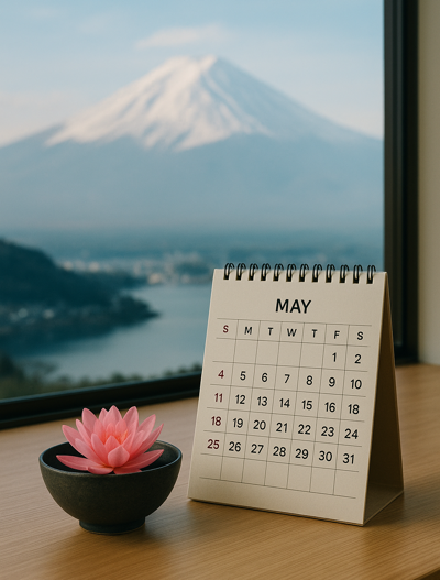 An image of a calendar and lotus flower